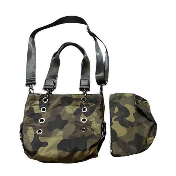 SR Squared Sondra Roberts Camouflage Mini Reversible Tote with Inside Pouch - Picture 1 of 9